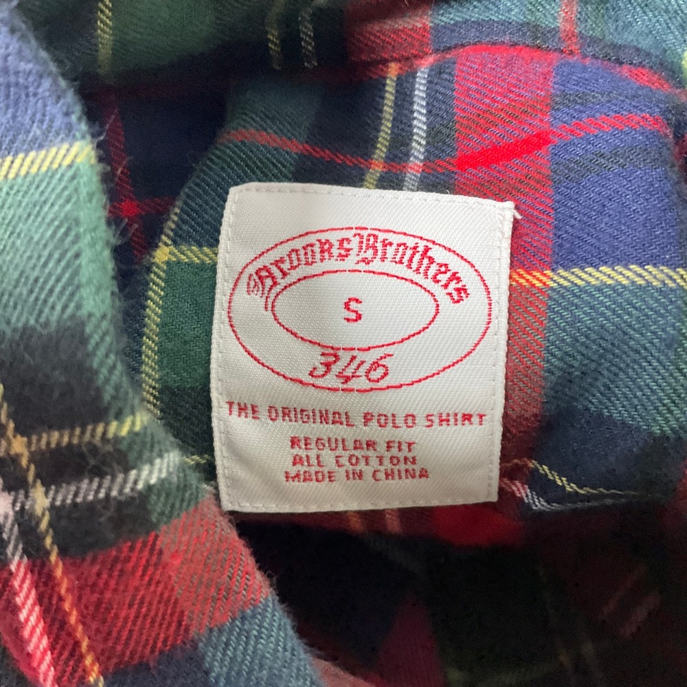 Brooks Brothers Button Down Shirt Mens S Red Green Cotton Plaid Tartan‎ Preppy - Picture 3 of 9